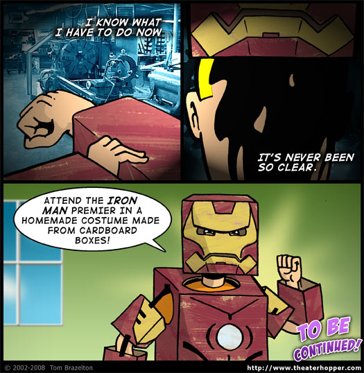 Iron Man, cardboard boxes, costume