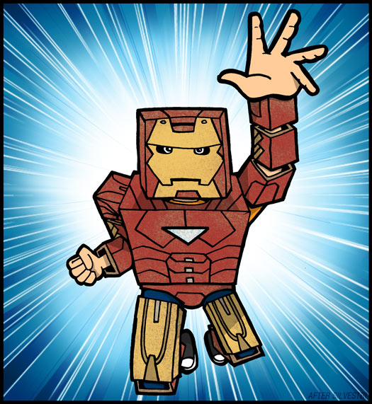 Cardboard Iron Man, The Avengers, Marc Silvestri, homage, splash page